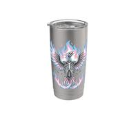Transgender Phoenix Halloween Trans Flag Rising From Ashes Bicchiere termico in acciaio inox doppia parete