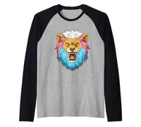 Transgender Testa di Leone Ruggente Orgoglio Potere Maglia con Maniche Raglan