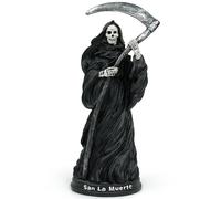 TRANSGOOD Santa Muerte Santa Morte Holding Falce in piedi Statua religiosa Mietitrice statuetta 19 cm