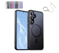 Translucent Matte Back Shockproof Phone Cover,Drop Proof Heavy Duty Tough Rugged Shockproof,Compatible with MagSafe,For Samsung Galaxy S25/S24/S23Ultra Plus (For Galaxy S25,Black)