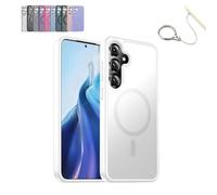 Translucent Matte Back Shockproof Phone Cover,Drop Proof Heavy Duty Tough Rugged Shockproof,Compatible with MagSafe,For Samsung Galaxy S25/S24/S23Ultra Plus (For Galaxy S24 Ultra,White)