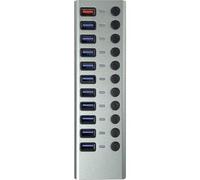Maxtrack USB Hub Transmedia CH 12 L – 11 porte USB 3.0, interruttore e LED, alimentatore 12V/4A, 10+1