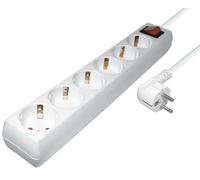 Transmedia NV3-5WL - Presa multipla Schuko a 6 posizioni con interruttore, lunghezza 5 m, bianco