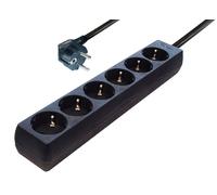 Transmedia NV4-5L - Presa multipla Schuko a 6 posizioni, colore: nero, 5 m