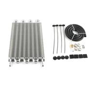 Transmission Oil Cooler Kit Radiatore Olio Universale Per Compressore D'aria, Post-refrigeratore, In Lega Di Alluminio A 16 Passaggi, Con Tubo E Alette Oil Cooler Engine Radiator(CHINA-8 Row Silver)