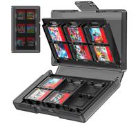 TRANSNOVO Funda para Tarjetas de Juego Compatible con Nintendo Switch 2 / Switch / OLED / Lite - Estuche con 24 Ranuras, Ligero, Portátil, Resistente y Duradero, Color Gris