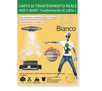 TransOurDream Carta di trasferimento per stampanti a getto d'inchiostro,carta termoadesiva per tessuti chiari,non stampa a specchio, fogli DIN A4X20, carta per magliette chiare (I-2-5.0-20)