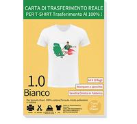 TransOurDream Carta di trasferimento per stampanti a Getto d'inchiostro,Carta termoadesiva per Tessuti Chiari,Non Stampa a Specchio, Fogli DIN A4X10, Carta per Magliette Chiare (I-2-5.0-10)