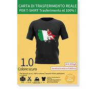 TransOurDream Carta per trasferimento a Getto d'inchiostro Reale,Carta termoadesiva per Tessuti Scuri, Non Stampa a Specchio, Fogli DIN A4X20, Carta per Magliette a Colore: Scuro(I-3-5.0-20)