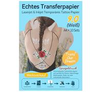 TransOurDream Set A4 x 10 carta per tatuaggi a getto d'inchiostro/laser (bianco), pellicola per tatuaggi fai da te da stampare (buona per candele), trasferimento temporaneo, decalcomania per stampanti