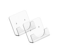 (transparent) 2pcs Acrylic Shower Rod Holders Adhesive Mount for Bathroom and Kitchen Without Drilling Required Bathroom Accessory White