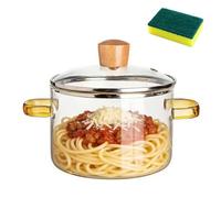 Transparent Cooking Pot for Kitchen,Glass Saucepan Boiling Pots Stew Cookpot with Lid,Soup Cookware for Noodle Milk Meals (Yellow*2.3L)
