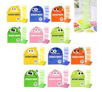 Transparent Glitter Sticky Notes 480 Sheets See-Through Memo Tabs (12PCS) | Pull Out Monster Dispenser Fruit Boxes, Page Marking,Planning, Studying and Smooth Writing Without Covering Text