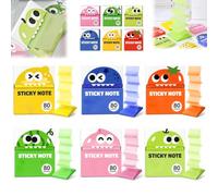 Transparent Glitter Sticky Notes 480 Sheets See-Through Memo Tabs (6PCS) | Pull Out Monster Dispenser Fruit Boxes, Page Marking,Planning, Studying and Smooth Writing Without Covering Text