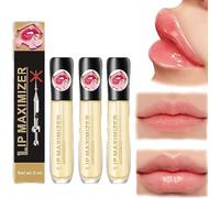 Transparent Lip Plumping Oil, Long Lasting Plumping Lip Oil Non-Sticky Tinted Lip Balm, Lip Care Oil,Vitamin E Lip Plumping Serum,for Moisturize, Eliminate Dryness Wrinkles (3 Pcs)