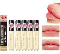 Transparent Lip Plumping Oil, Long Lasting Plumping Lip Oil Non-Sticky Tinted Lip Balm, Lip Care Oil,Vitamin E Lip Plumping Serum,for Moisturize, Eliminate Dryness Wrinkles (5 Pcs)