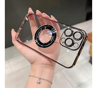 Transparent Magnetic Case Conver for iPhone, Compatible with Magsafe, Shockproof Slim Magnetic Phone Case Cover for iPhone 14 15 16 17 Pro Max (Black,For iPhone17 Air)