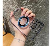 Transparent Magnetic Case Conver for iPhone, Compatible with Magsafe, Shockproof Slim Magnetic Phone Case Cover for iPhone 14 15 16 17 Pro Max (Blue,For iPhone14 Pro)