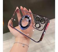 Transparent Magnetic Case Conver for iPhone, Compatible with Magsafe, Shockproof Slim Magnetic Phone Case Cover for iPhone 14 15 16 17 Pro Max (Purple,For iPhone17 Air)