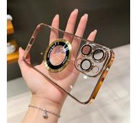Transparent Magnetic Case Conver for iPhone, Compatible with Magsafe, Shockproof Slim Magnetic Phone Case Cover for iPhone 14 15 16 17 Pro Max (Gold,For iPhone16 Pro)
