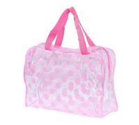 Transparent Polka Dot Women's Makeup Bag Waterproof PVC Cosmetic Portable Women Storage Toiletries Wash Bag(PINK)