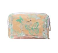 Transparent PVC Butterfly Ladies Makeup Bag Octagonal Cosmetic Storage Travel Large Capacity Waterproof Wash Bag(Green)