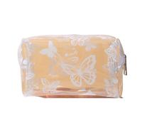 Transparent PVC Butterfly Ladies Makeup Bag Octagonal Cosmetic Storage Travel Large Capacity Waterproof Wash Bag(White)