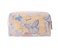 Transparent PVC Butterfly Ladies Makeup Bag Octagonal Cosmetic Storage Travel Large Capacity Waterproof Wash Bag(Blue)