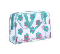 Transparent PVC Makeup Bags Portable Women's Floral Waterproof Cosmetic Travel Washing Toiletry Storage Pouches(Green)