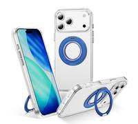 Transparent Rugged Magnetic Case with Stand For iPhone 17 Pro Max 17 Air (Blue bracket)