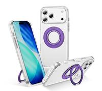 Transparent Rugged Magnetic Case with Stand For iPhone 17 Pro Max 17 Air (Purple bracket)