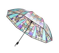 Transparent Vintage Parasol Umbrella - Clear Folding Shade, Automatic Rain Protector | Chic Retro Design, Portable Windproof Cover, Practical Outdoor Accessory for Girlfriend, Wife, Children, Friends
