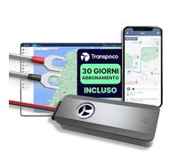 Transpoco GPS Tracker per Auto, Tracker in Tempo Reale, con SIM e Piano 30 Giorni, GPS per Bici, Flotte e Altro, Geofencing e avvisi antifurto, Piano di 6 Mesi, Supporto UE (FMT100)