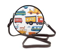 Transport Car - Borsa a tracolla da donna, rotonda, in pelle vegana, con tracolla regolabile