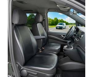 Transporter Coprisedili in similpelle per Ford Transit Courier, 1 sedile singolo conducente (incavo del bracciolo a destra) & sedile singolo passeggero anteriore