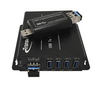 Transwan Hub USB 3.0 in fibra ottica Extender a max 250 metri con modulo SFP da 10 Gbps, splitter USB 3.0 da 1 a 4 porte su 2 fibre, supporta 5 Gbps Super-Speed, supporta dispositivi Kinect e