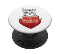 Trap Neuter Return (TNR) The Humane Solution gatto cuore amore PopSockets PopGrip Adesivo