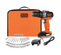 Black & Decker Trapano a percussione BDCHD12S1A 12 V, batteria 1,5 Ah, 80 accessori, borsa