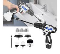 Trapano a batteria e spazzole per la pulizia Set 25 + 1 High Torque 35 N.m, punte e spazzole per la pulizia di pavimenti auto doccia piastrelle lavandino 2 batterie