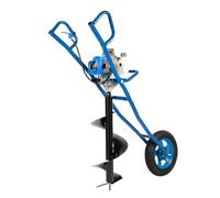 Trapano a benzina 63 CC a 2 tempi con motore da 2,2 kW e punta da 30 cm, con design della ruota e maniglia, potente trapano per pali per giardino, costruzione, recinzioni e frutteti