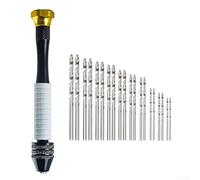 Trapano a mano con 20 piccole punte a spirale per foratura di precisione su legno, resina, plastica e per progetti di gioielli con manico antiscivolo in morbido silicone