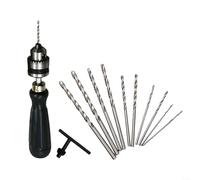 Trapano a mano con mandrino autoserrante da 0,6 a 6 mm per Pcb e plastica Crafting corpo in lega di alluminio nero strumento rotante per modellismo e assemblaggio elettronico Kit fai da te (10 punte