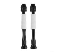 Trapano a mano, confezione da 2 mandrini da 0,3-3,4 mm, piccoli, per legno, plastica, progetti hobby, compatti con impugnatura in gomma antiscivolo, per appassionati di fai da te (bianco)
