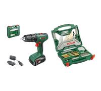 Trapano a percussione a batteria Bosch EasyImpact 18V-38 (1x batteria da 2,5 Ah; sistema da 18 Volt; in custodia) + Accessori Set trapano e cacciavite Bosch X-Line Titanium da 70 pezzi
