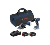 TRAPANO A PERCUSSIONE A BATTERIA E SMERIGLIATRICE ANGOLARE A BATTERIA BOSCH PROFESSIONAL GSB 18V-65 GWS 18V-8 Kit - Blu, 175x27x27 mm, 4,0Ah, 65 min di carica, 1,6 kg