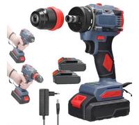 Trapano avvitatore a batteria 21 V, avvitatore a batteria da 1300 mAh, 2 velocità, LED, con due batterie, ideale per applicazioni multi--Scenene a casa (rosso)