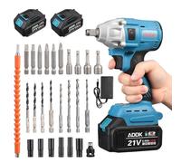 Trapano avvitatore a batteria 21 V, avvitatore a batteria senza fili con 2 batterie, LED, 45 N.m coppia Max Percussione Trapano, per Progetti Fai Da Te, Blu (A)
