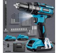 Trapano Avvitatore a Batteria 21V, 2 Batterie 2.0Ah, 25+3 Coppie, Max 45N.m, 10mm Mandrino Autoserrante, LED Luce, 2 Velocità, 28PCS Accessori, per Riparazione, Fai da te