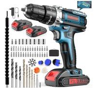 Trapano Avvitatore a Batteria 21V 3-in-1 - Set Accessori da 61 Pezzi, 2 Batterie & Caricabatterie Rapido, Coppia 45 Nm - Multifunzionale per Foratura, Avvitamento & Lavori Domestici