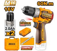 INGCO - Trapano Avvitatore Brushless 16V CDLI16682E | 60Nm | 22+1 | 13mm | 2x2Ah